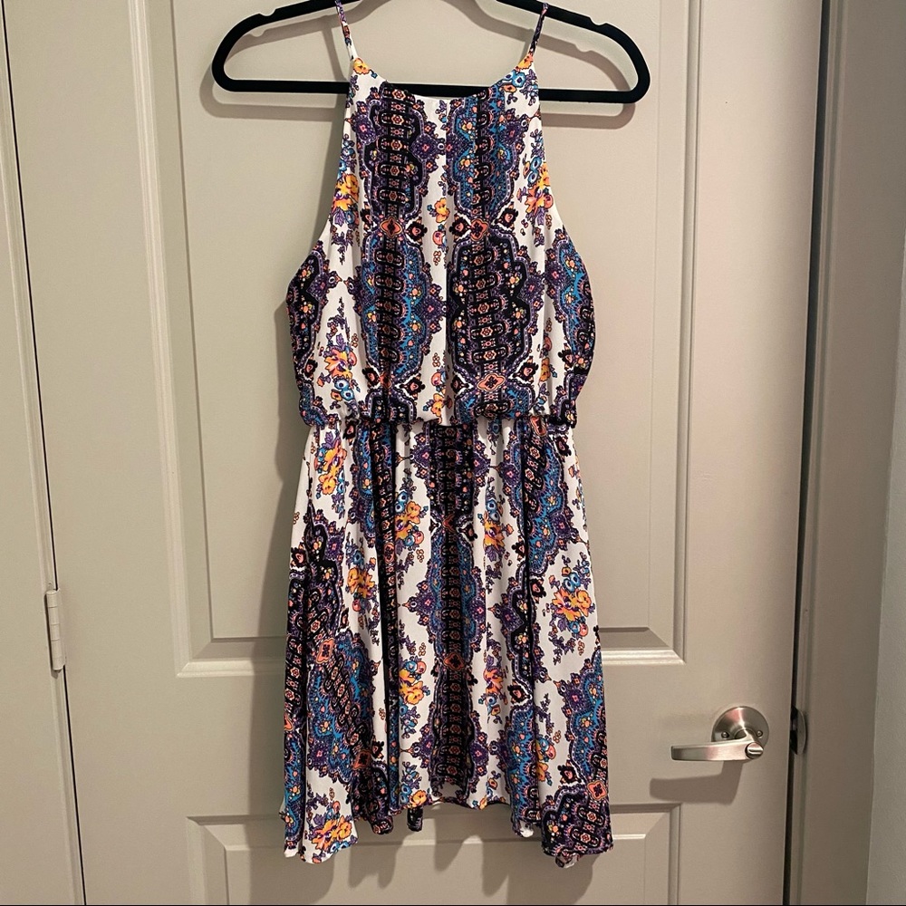 LUSH multi colored Pleated Halter Neck Dress size L